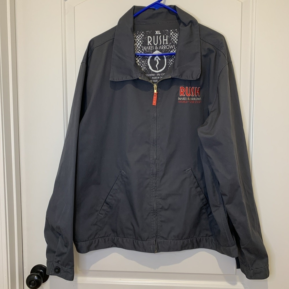Rush Snakes & Arrows World Tour 2007 Work Jacket Mens XL Charcoal  Embroidered